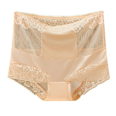 Bigersell Women Underwear Clearance Lace Panties Women High Cut Panty Style P-1677 Cotton Boyshort Panties Thongs Ladies Briefs Mid Waist Women s Briefs Beige XL