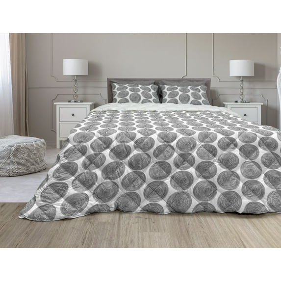 Black and White Comforter & Sham Bedding Set, Doodle Graphic Pattern with Circles Pencil Drawn Big Dots Simple Geometric, 3 pcs Duvet Set Microfiber Filling Quilt, 5 Sizes, Black White, by Ambesonne