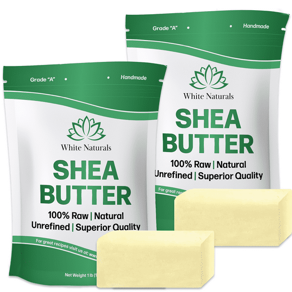 Organic Shea Butter 2 lb (1lb in Each Bag) Pure, Raw, Unrefined, Great for all DIY Projects by White Naturals