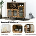 thumbnail image 5 of Giantex Industrial Side Cabinet, Kitchen Sideboard w/Tempered Glass Doors, Non-Toppling Device & Adjustable Shelves, Wooden Cupboard for Dining Room, Rustic Brown, 5 of 8