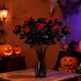 thumbnail image 6 of 1 PC Black and Red Halloween Artificial Rose, Halloween Black Burgundy Artificial Rose, Long Stem Realistic Silk Rose for Gothic Decoration, Dark Dead Rose Bouquet for Centerpiece Arrangement, 6 of 6