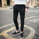 thumbnail image 3 of Pantalones vaqueros elásticos para hombre, pantalones vaqueros negros ajustados de tubo para hombre, ajustados, ajustados, estilo años 90, ropa de calle barata de algodón, tallas XS, 3 of 4