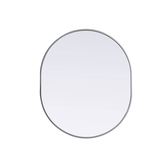 Metal Frame Oval Mirror 30x36 Inch in Silver