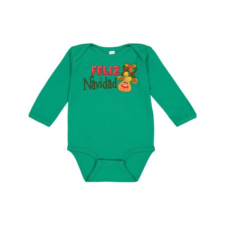 

Inktastic Christmas Feliz Navidad with Cute Reindeer Gift Baby Boy or Baby Girl Long Sleeve Bodysuit