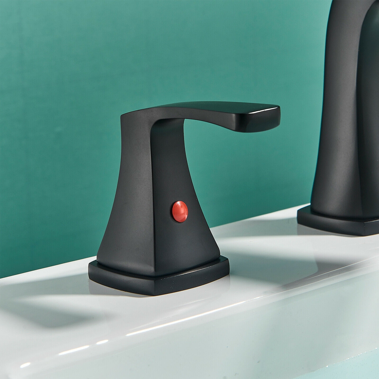 Zovajonia Matte Black 8 "Widespread Bathroom Faucet Basin 3 Hole Waterfall Vanity Sink Mixer Tap