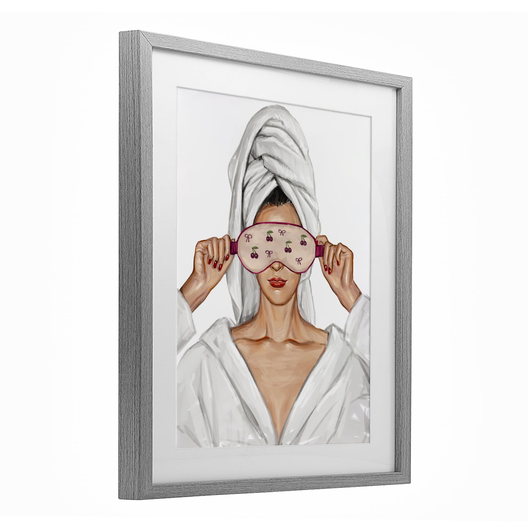 Cherry Eye Mask Fashionista Gray Framed Print Under Glass, design by Ziwei Li