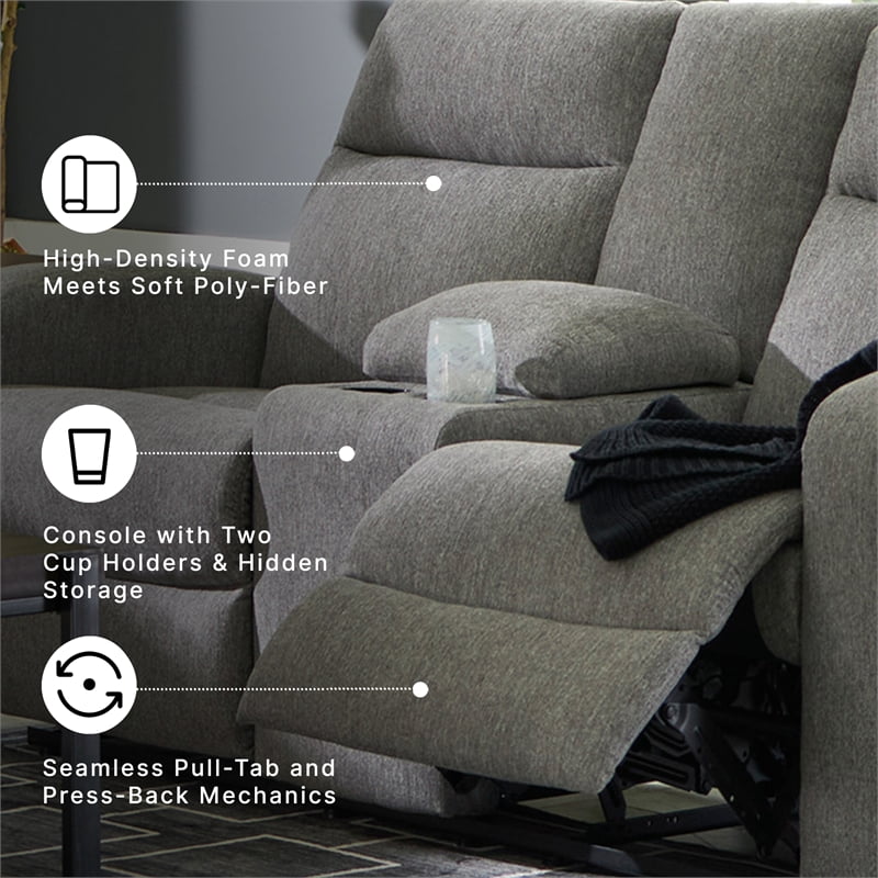 Signature Design by Ashley Carrigan Lane Gray Reclining Loveseat with Console