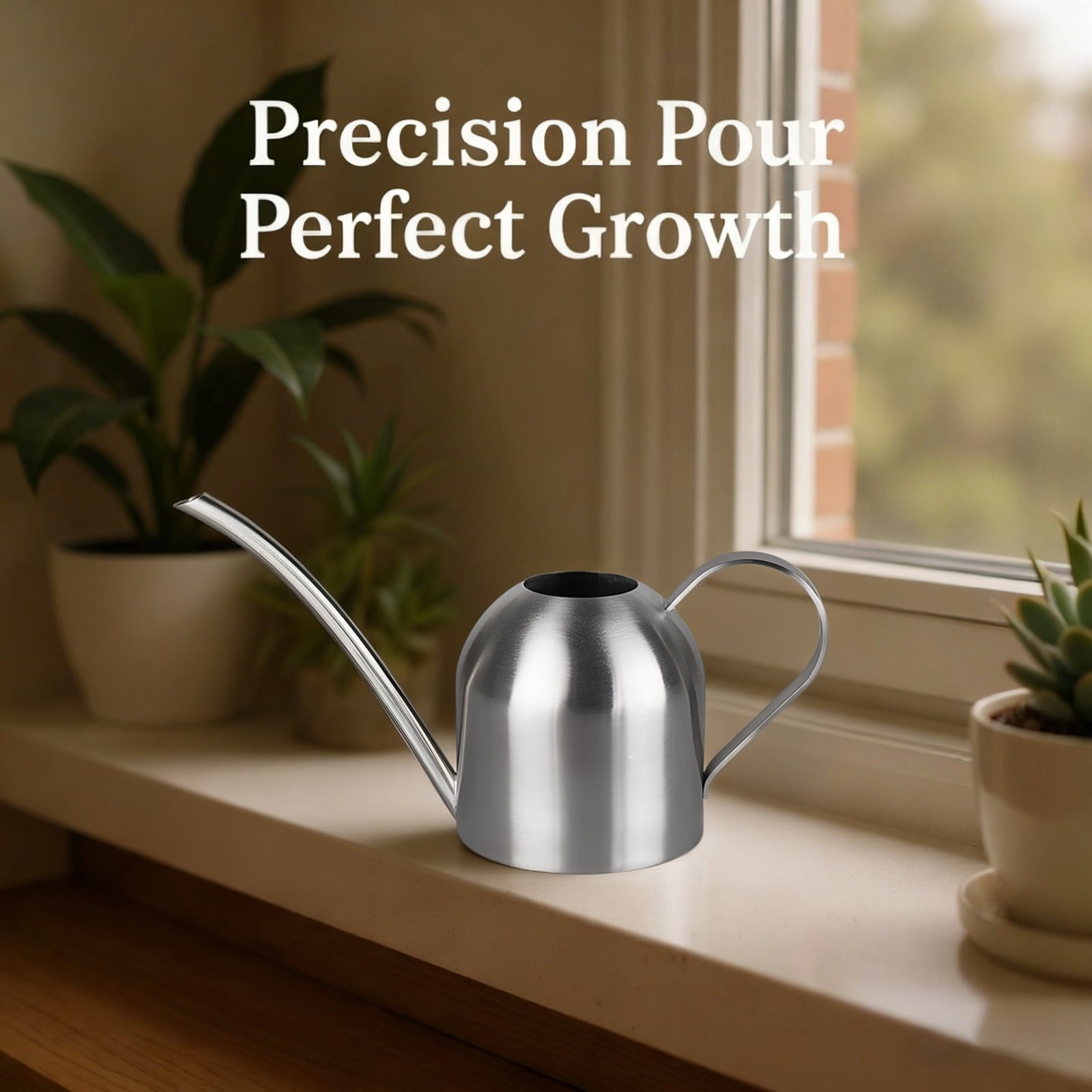 Small Stainless Steel Watering Can,8.7 Inch with Long Narrow Spout,for Indoor Plants,Succulents,Herbs,Potted Plants,Precise Watering,Kitchen Window Garden