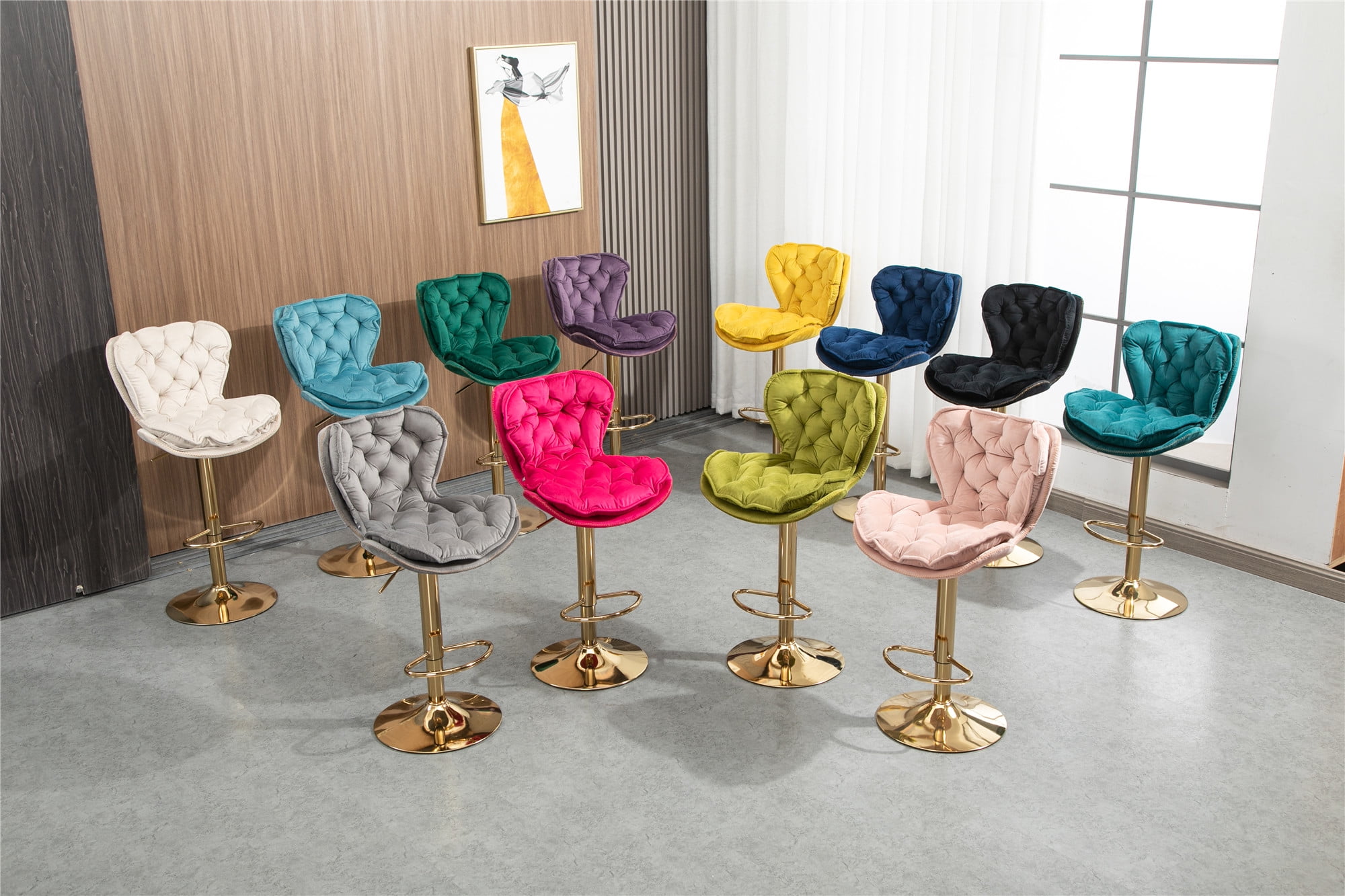 SEGMART Bar Stool, 2022 Newest Modern Upholstery Velvet Adjustable Bar