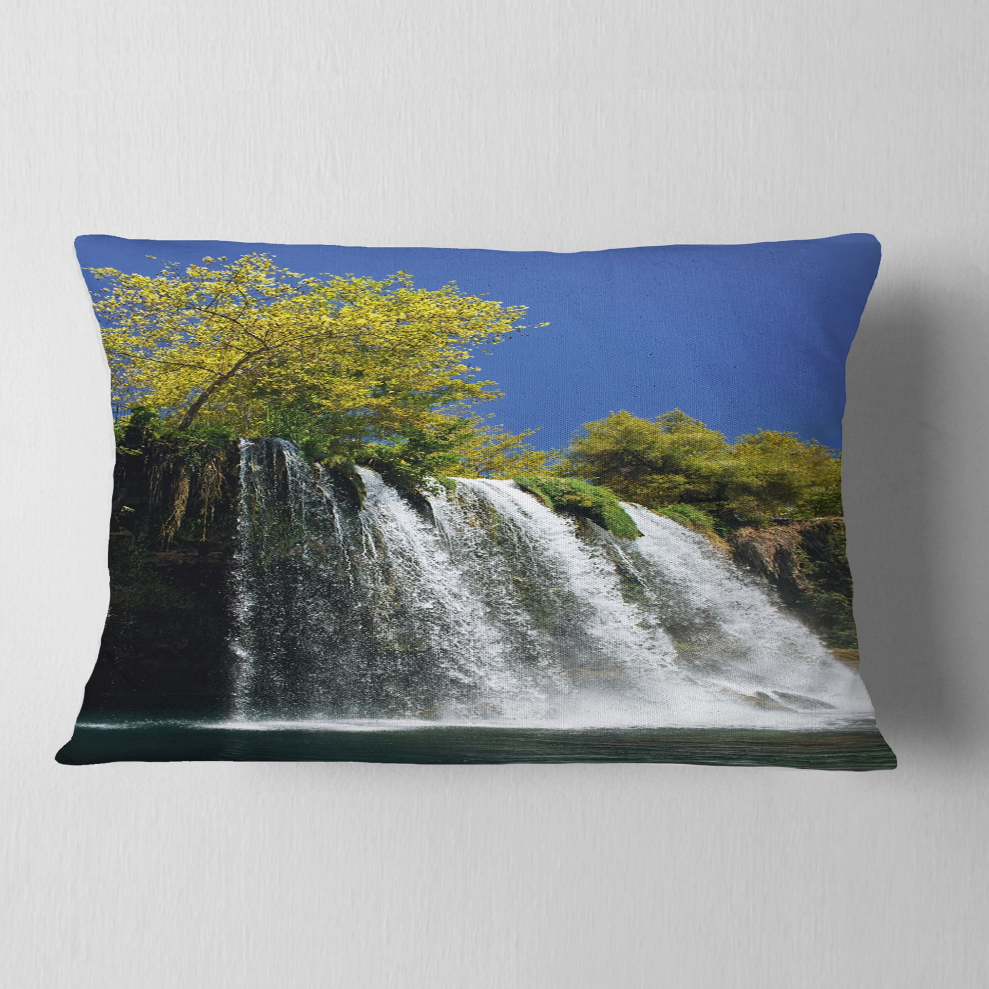Designart Duden Waterfall Antalya - Landscape Photo Throw Pillow - 12x20