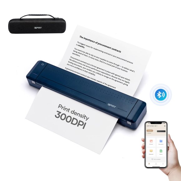 Impresora térmica portátil iDPRT MT888 inalámbrica con funda azul