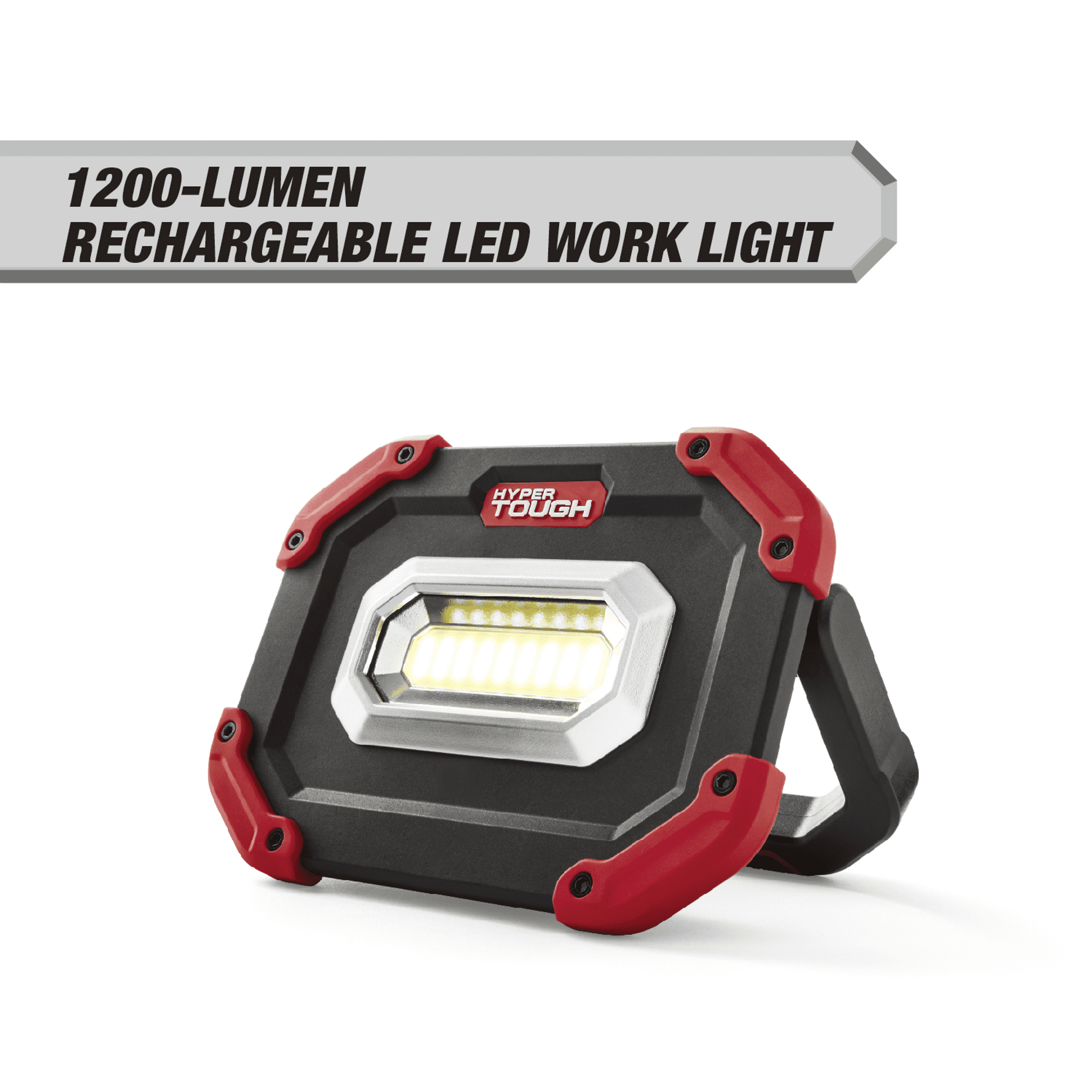 (2 pack) Hyper Tough 1200 Lumen LED Portable Work Light, Rechargeable, Red and Black
