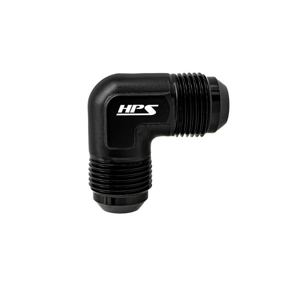 HPS AN821-4 AN Male to Male Union Adapter Fitting, Aluminum, Size: AN-4, Angle: 90 degree, Black