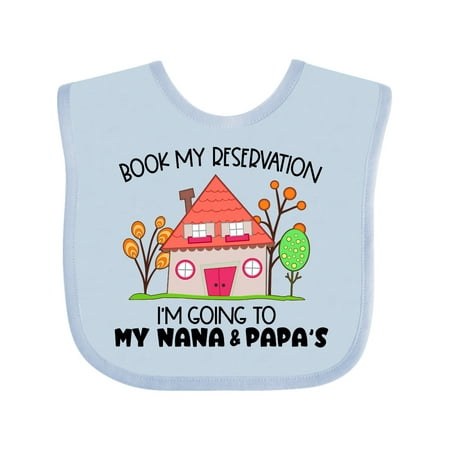 

Inktastic Book My Reservation! I m Going to My Nana and Papa s- House Gift Baby Boy or Baby Girl Bib