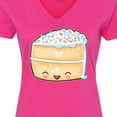 thumbnail image 4 of Inktastic Cute Smiling Cake with Confetti Sprinkles Women's V-Neck T-Shirt, 4 of 5