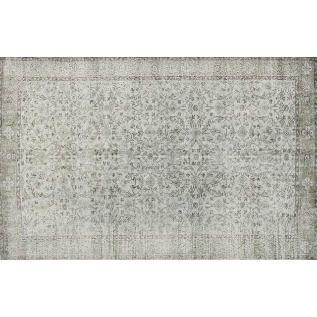 Ahgly Company Machine Washable Indoor Rectangle Traditional Grey Gray Area Rugs, 6' x 9'