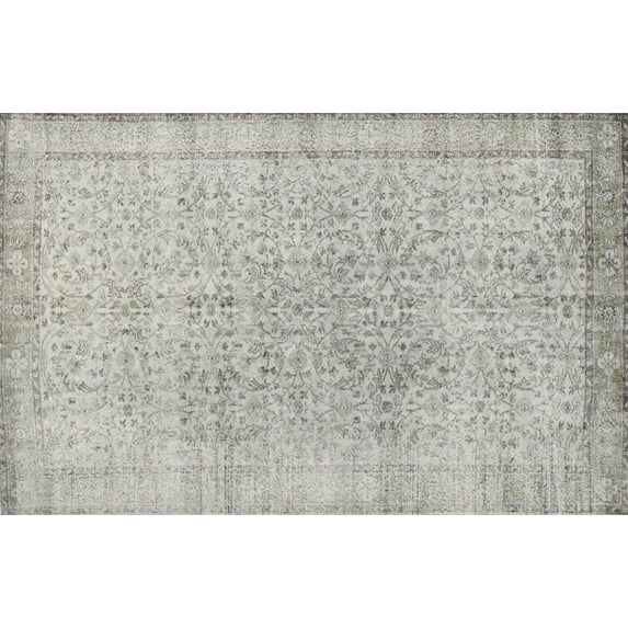 Ahgly Company Machine Washable Indoor Rectangle Traditional Grey Gray Area Rugs, 7' x 9'