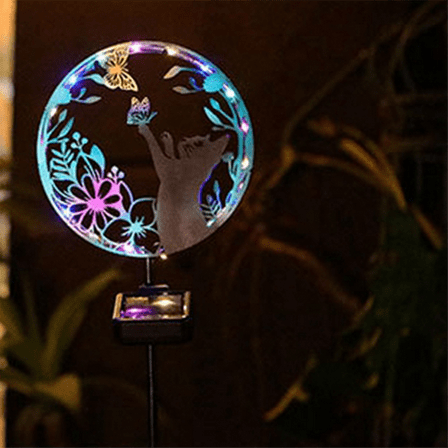Outdoor Solar Cat Stake Light Metal Cat Figurine with Solar Lights Garden Decor Patio Lawn
