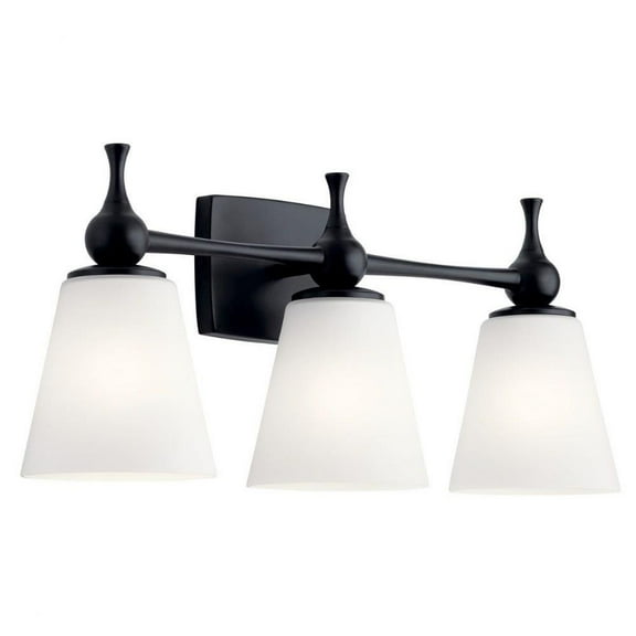 3 Light Vanity Light in Soft Contemporary Style-10.25 inches Tall and 24 inches Wide-Black Finish Bailey Street Home 147-Bel-4436049