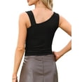 thumbnail image 3 of INSPIRE CHIC Casual Tank Top for Women's Sleeveless Asymmetrical Neck Slim Fit Party Summer Crop Tops M Black, 3 of 6