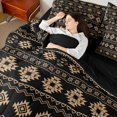 thumbnail image 5 of Manfei Boho Aztec Tribal Queen Bedding, Bohemian Geometric Bedding Comforter Set Queen, Gold, Black Reversible 7-Piece, 5 of 6