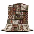 thumbnail image 6 of Country Patch Plaid Blanket Soft Cozy Warm Throw Blanket for Couch, Plush Fuzzy Flannel Fleece Blankets for Sofa, Brown Farmhouse Retro Bear Deer Cabin Bed Blankets Lightweight Gifts for Men, 50"x80", 6 of 9