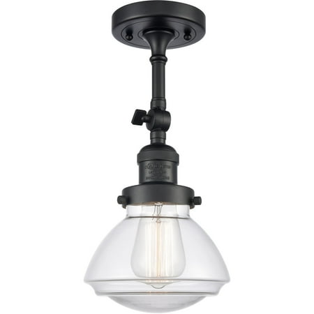 

Matte Black Tone Semi Flush 7 Wide Steel/Cast Brass/Glass Medium Base 1 Light Fixture