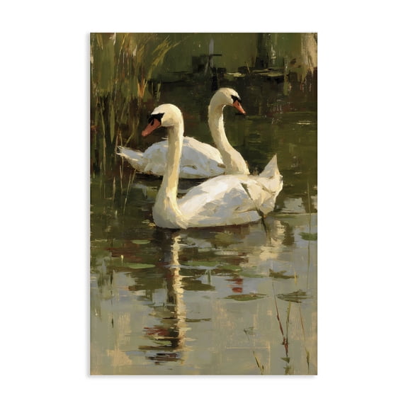 Stupell Industries Transitional Swans For A Swim Canvas Art, 16 x 24, by Petals Prints Design