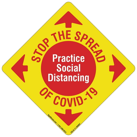 Coronavirus Stop The Spread Non-Slip Floor Graphic | 12 Pack of Vinyl Decal | Protect Your Business, Work Place & Customers | Â Made in The USA