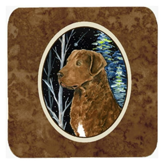 Starry Night Chesapeake Bay Retriever Foam Coasters - Set Of 4, 3.5 x 3.5 In.
