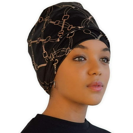 Satin Lined Sleep Cap - Silk Feel Sleeping Bonnet & Curly Hair Wrap ...