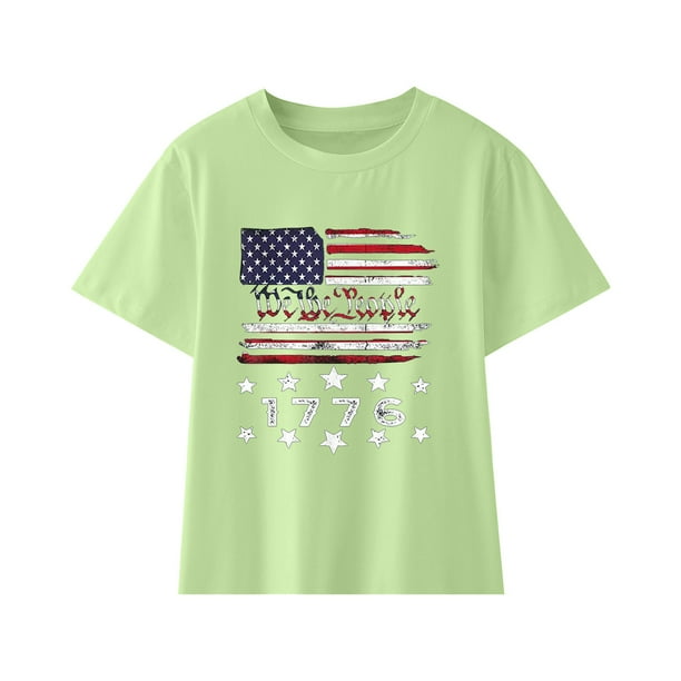 Blusa Termica Gibobby para niños Camisetas 4 de julio Verde 8-9 años