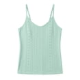 thumbnail image 5 of Womens Breathable Cami Tops Eyelet Lace V Neck Tank Tops Sleeveless Summer Vacation Casual Camisole Green M, 5 of 9