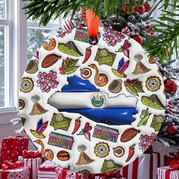 El Salvador Christmas Ornament, Ceramic/Acrylic Ornament, Special Keepsake for Mother, Valentine Ornament Gift, Seasonal Festival Keepsake, Collectible 2025