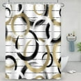 thumbnail image 2 of Modern Abstract Style Shower Curtain Black White Round Pattern Geometric Lines Shower Curtains for Art Aesthetic Bathroom Waterproof Fabric Decor Set with Hooks, 72W x 84H Inch, 2 of 6