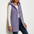 thumbnail image 6 of Jsaierl Women's Cable Knit Hooded Long Vest Button Down Sleeveless Cardigan Cozy Fall Winter Layering Outwear, 6 of 10