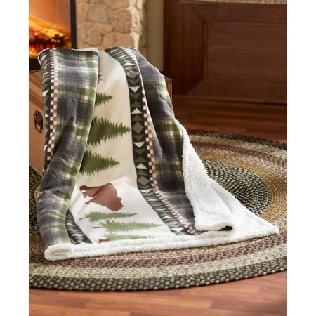- Jumbo Fleece and Sherpa Lodge Throws-Bear