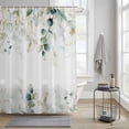thumbnail image 3 of Watercolor Leaf Shower Curtain, Green Eucalyptus Leaves Abstract Art Waterproof Shower Curtain Set with 12 Hooks Lightweight Bath Curtains Fabric Bathroom Decor 72x84 Inches, 3 of 9