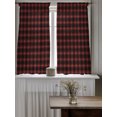 thumbnail image 4 of Black Red Buffalo Plaid Curtains 45 Inch Length, Sheer Curtains for Bedroom Living Room Window Geometric Classic Checkered Rod Pocket Voile Drapes Kitchen Curtains Small Half Window 42"x45" 2 Panels, 4 of 7