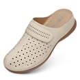 thumbnail image 4 of Domzle Clogs for Women Mules Comfortable Slip On Closed Toe Casual Shoes | Cushioned Footbed All-Day Comfort Non Slip Platform Dress Shoes Breathable Upper for Walking Work Beige, 4 of 5