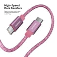 thumbnail image 6 of Powertek USB-C to USB-C Cable, Fast Charging Type-C Charger Cord, Durable Tangle-Resistant Sync Cable, Pink Glitter, 6FT, 6 of 7