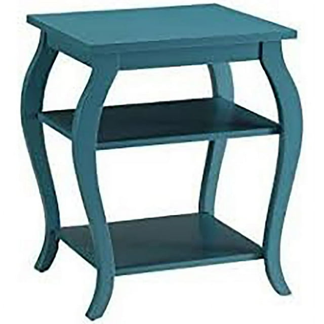Kingfisher Lane 2 Shelves Square Wood End Table with Cabriole Legs in Green