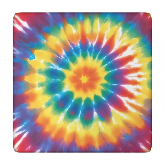 Colorful Rainbow Tie Dye Spiral Pattern Square Fitted Tablecloth with Elastic Edge,Square Table Cover,Washable Elastic Table Cover for Home Kitchen Party Decor 34"x34"
