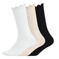 thumbnail image 5 of MKOSPLRT 6-14 Years Big Girls Socks 3 Pairs Toddlers Ruffle Sock Girl's Knee-High Stockings Kids Cozy Warm Solid Color Long Socks, 5 of 7