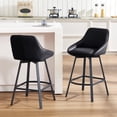 thumbnail image 2 of Zesthouse 25.6" Swivel Counter Height Bar Stools Set of 2, Modern Counter Height Chairs with Backs and Metal Legs, Upholstered Faux Leather Barstools for Kitchen Island, Black, 2 of 10