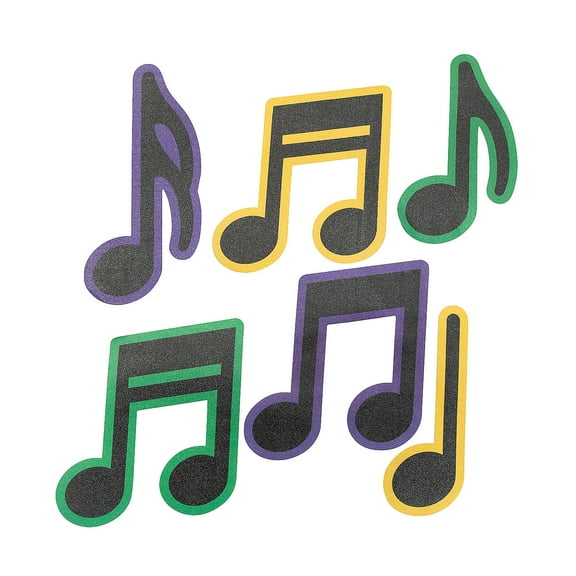 Mardi Gras Glitter Music Cutouts - 6 Pieces