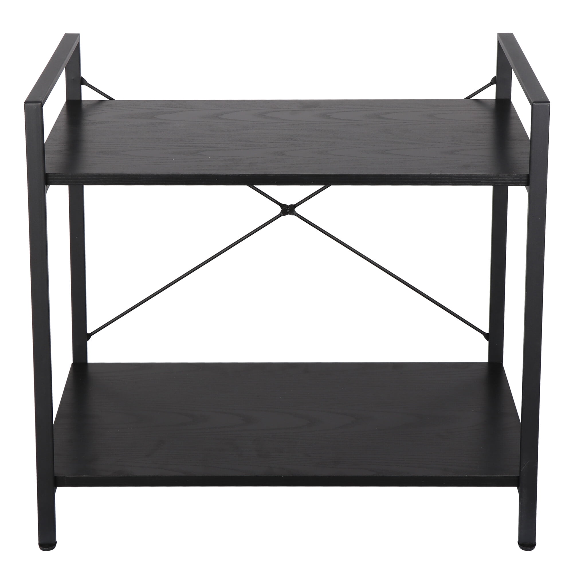 ZenStyle 2-Tier Particle Board Storage Shelves with Metal Frame, 22.44"H x Black, 1-Pack