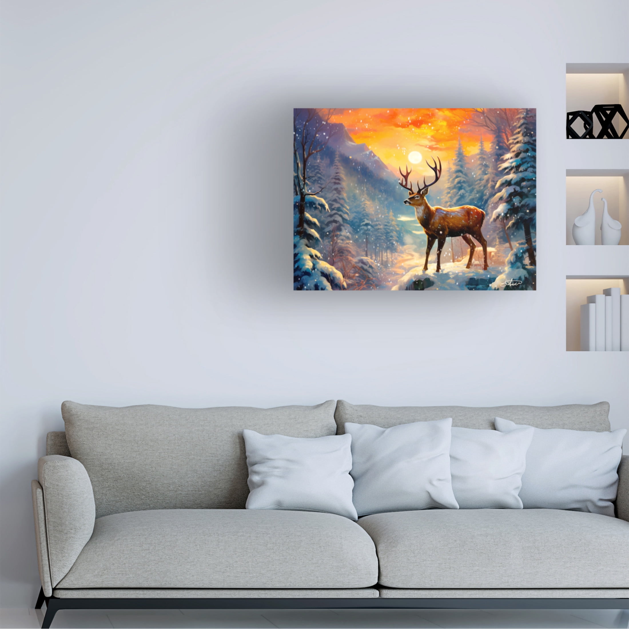 Canvas Wall Art - Stewart 'Evening Snow' Wall Art for Living Room, Bedroom, or Office Décor by Trademark Fine Art - 19 x 14 Inches