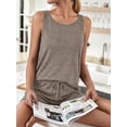 thumbnail image 3 of MOSHU Two Piece Lounge Sets for Women Solid Tank Tops and Knot Front Shorts Pajama Sets Drawstring Loungewear, 3 of 7