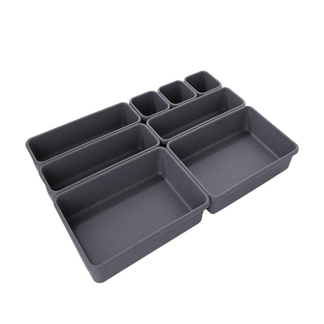 Moyic 8 unids/set divisor de cajón caja de almacenamiento de plástico bandeja de inserción suministros organizadores para oficina y hogar Almacenamiento y organización del hogar
